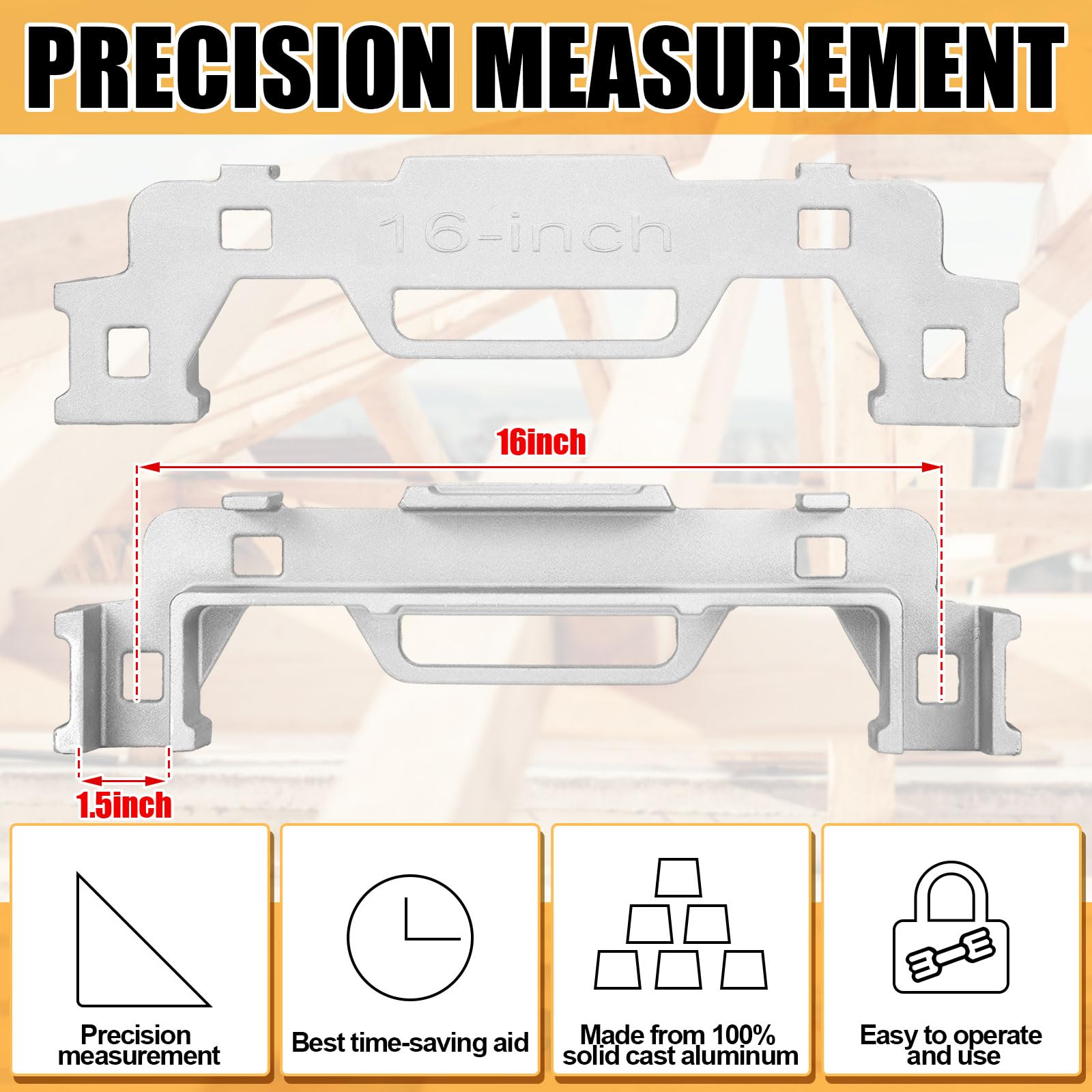 Tandefio 2-Pack 16-Inch Aluminum Framing Stud Layout Tool - Precision Measurement Spacing Jig for Walls, Roofs, Floors & Ladders | Perfect for DIY Home Construction, Carpentry & Renovation Projects