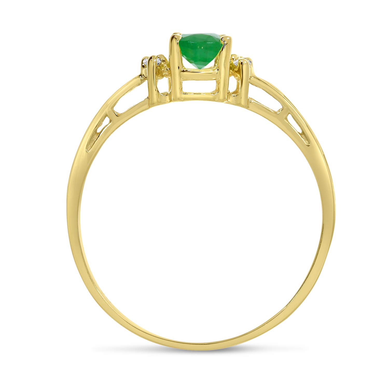 10K Yellow Gold Emerald and Diamond Ring for Women - Elegant Jewelry Gift for Engagement, Anniversary & Special Occasions