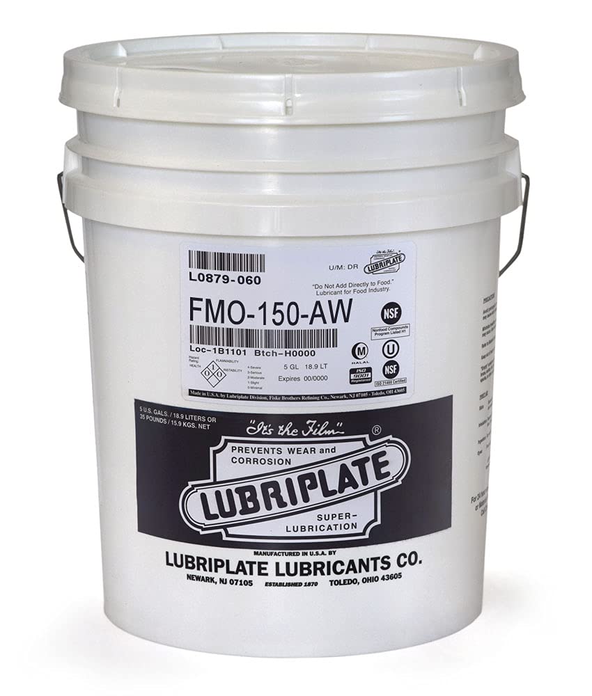 Lubriplate L0879-060 FMO-150 AW Food Grade USP White Mineral Oil - Multi-Purpose Lubricant (5 Gallon Pail) - Ideal for Food Processing, Pharmaceutical & Industrial Equipment Maintenance