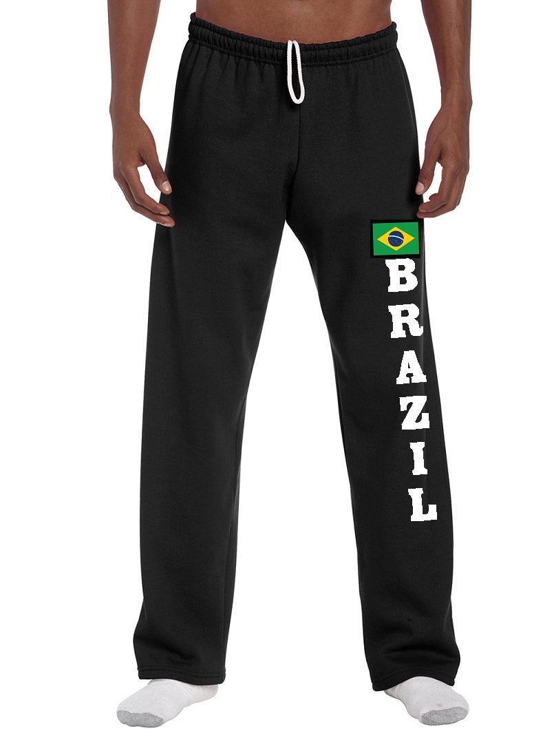 STUFF WITH ATTITUDE Brazil Open Bottom Black Sweatpants for Men - Comfortable Lounge Pants for Casual Wear, Gym, and Home Relaxation