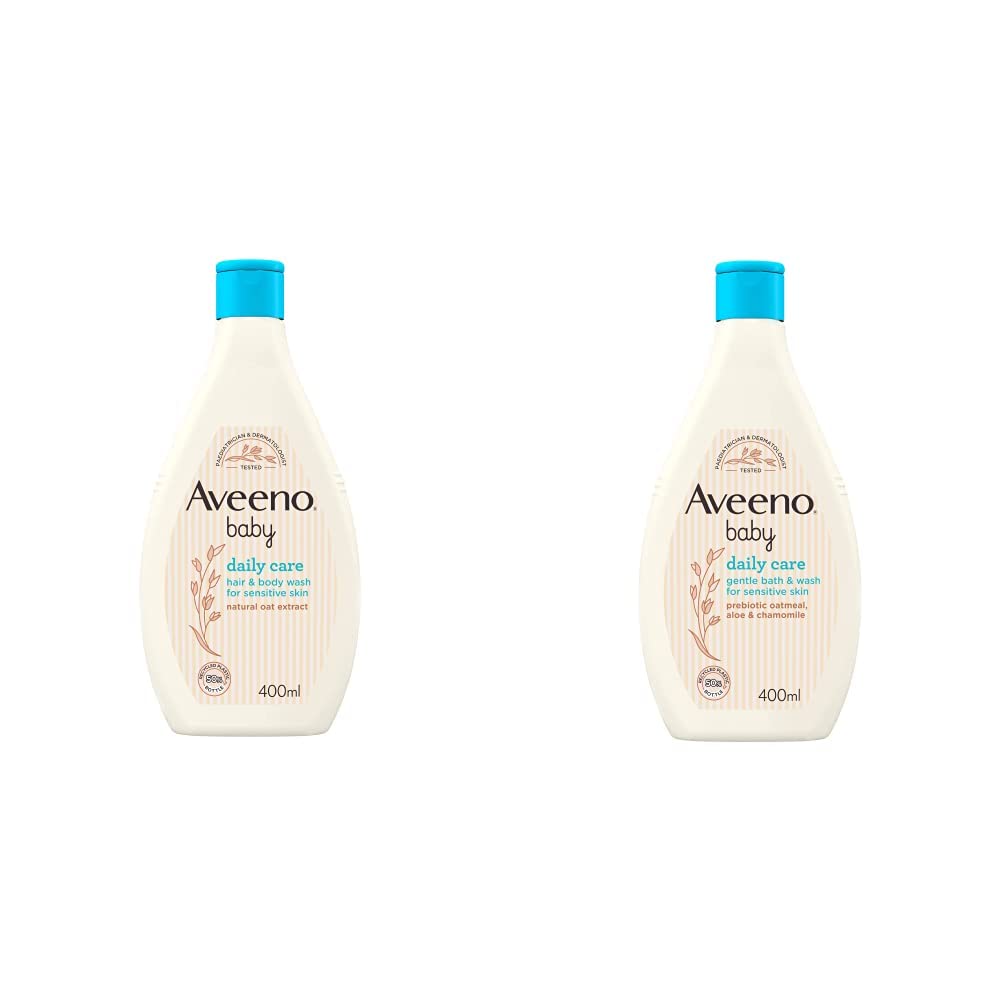 AVEENO Baby Daily Moisturizing Hair & Body Wash 400ml - Gentle Tear-Free Bath & Wash for Newborns & Sensitive Skin - Pack of 1 (Packaging May Vary) - Perfect for Daily Baby Bath Time & Nursery Care Routine