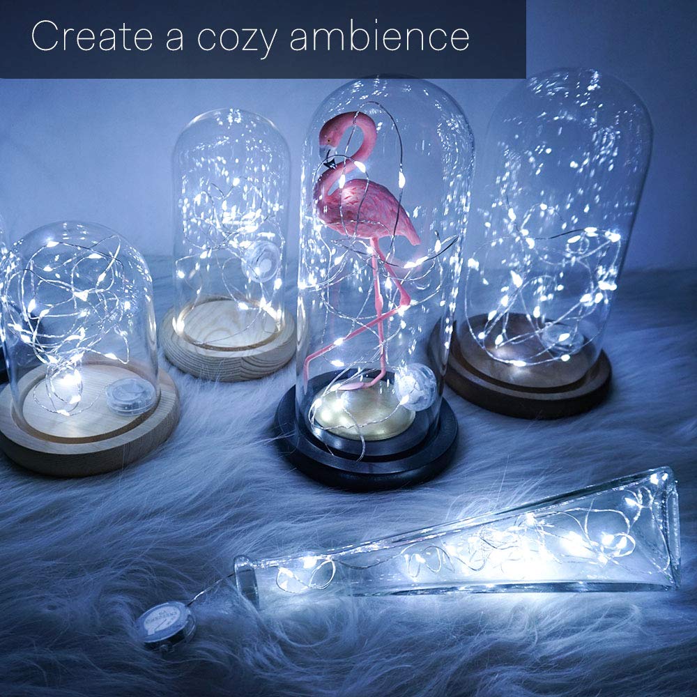 SunKite 18-Pack Fairy String Lights - 20 LED Waterproof Starry Firefly Lights with 3 Flashing Modes | Battery Operated Copper Wire Lights for DIY Party, Wedding, Christmas, Garden & Home Decor (Cool White) - Perfect for Indoor and Outdoor Festive Lighting