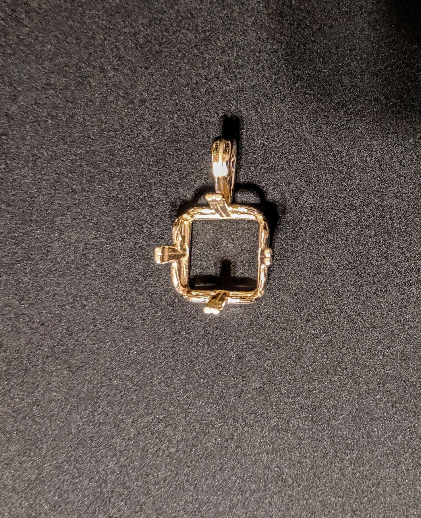 Solid Sterling Silver or 14kt Gold 10mm 14mm Square 4 Prong Pendant Setting - Handcrafted in USA | Perfect for Jewelry Making, DIY Necklace & Custom Engagement Ring Designs