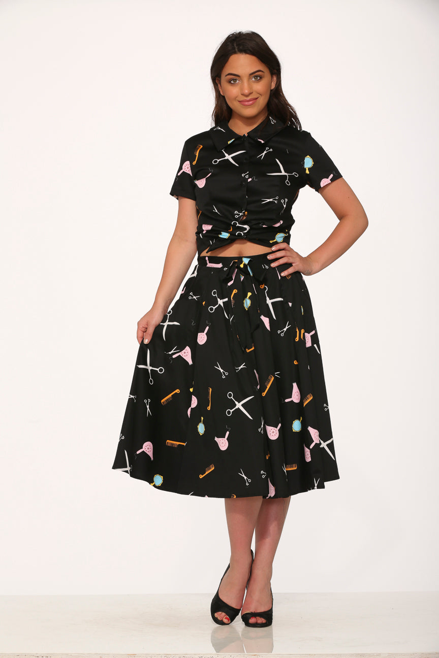Black Beauty Salon Top & Skirt Set - Professional Stylist Uniform for Hairdressers & Cosmetologists - Perfect for Salon Work, Spa Treatments & Beauty Services