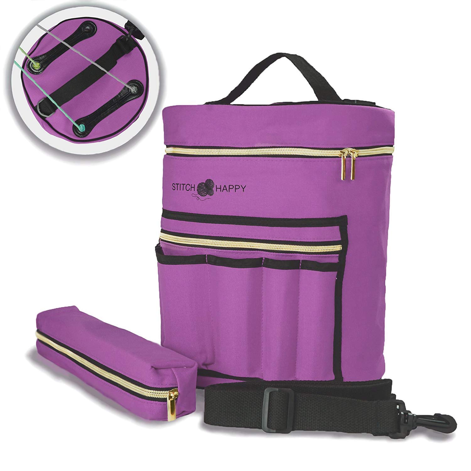 XL Knitting Bag (Lilac) - 7 Pocket Yarn Storage Organizer for Crochet & Knitting Projects | Perfect for Crafters, DIY Enthusiasts & On-the-Go Needlework