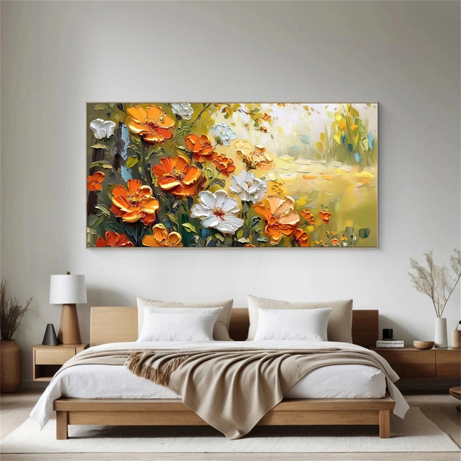 Beautiful Flower and Tree Painting #FT175 - Handmade Canvas Art for Home Decor, Living Room, Bedroom & Office Wall