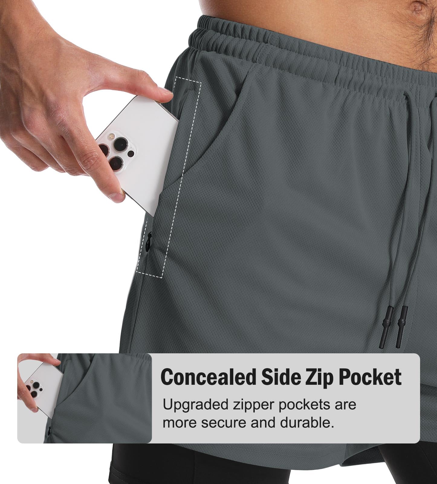 Aolesy Men's 2-in-1 Quick Dry Running Shorts 5