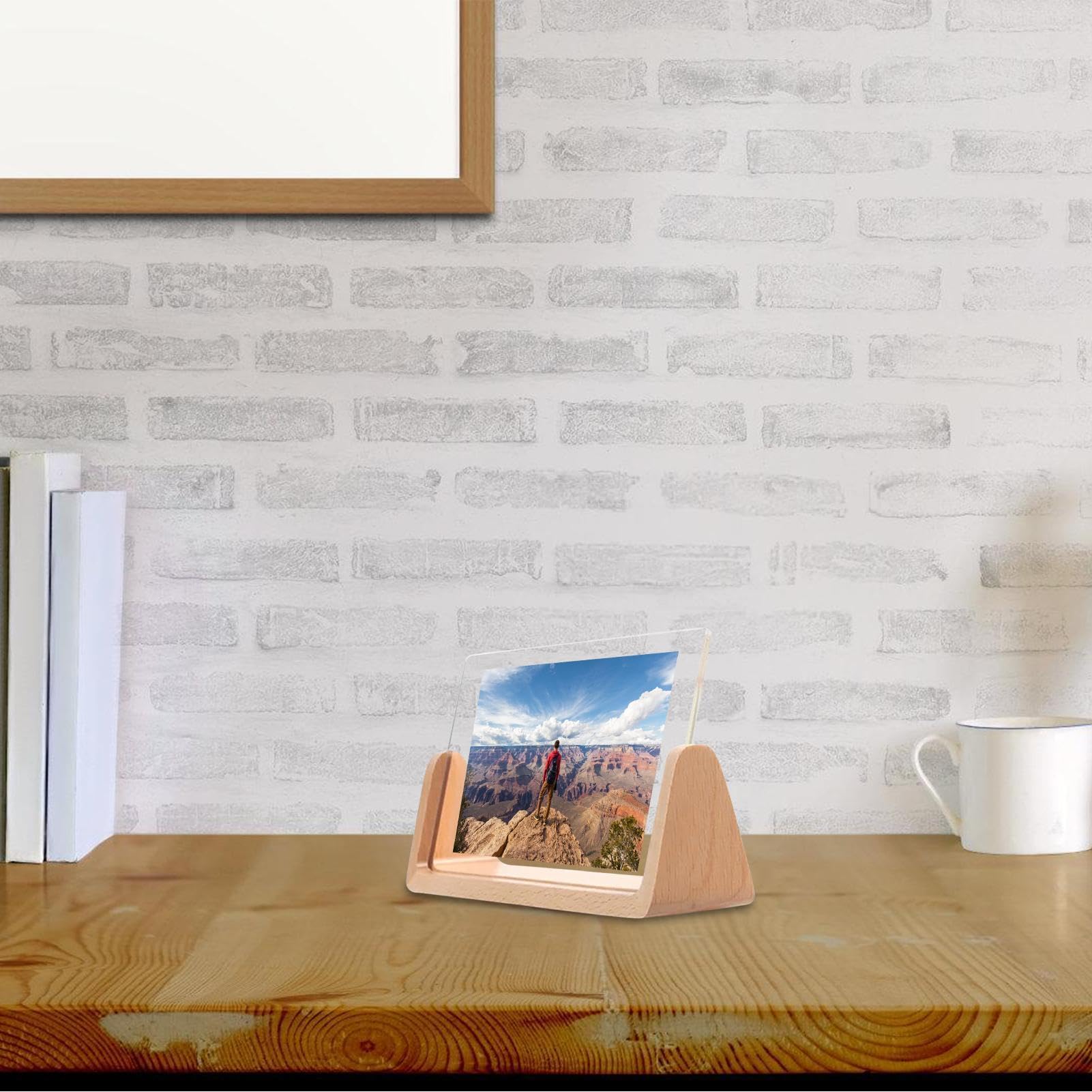 Wooden Desktop Photo Frame - U-Shaped Rustic Picture Frame with Clear Acrylic Plate for Home & Office Decoration | Perfect for Displaying Family Photos, Wedding Pictures, and Artwork on Desks, Shelves, or Nightstands