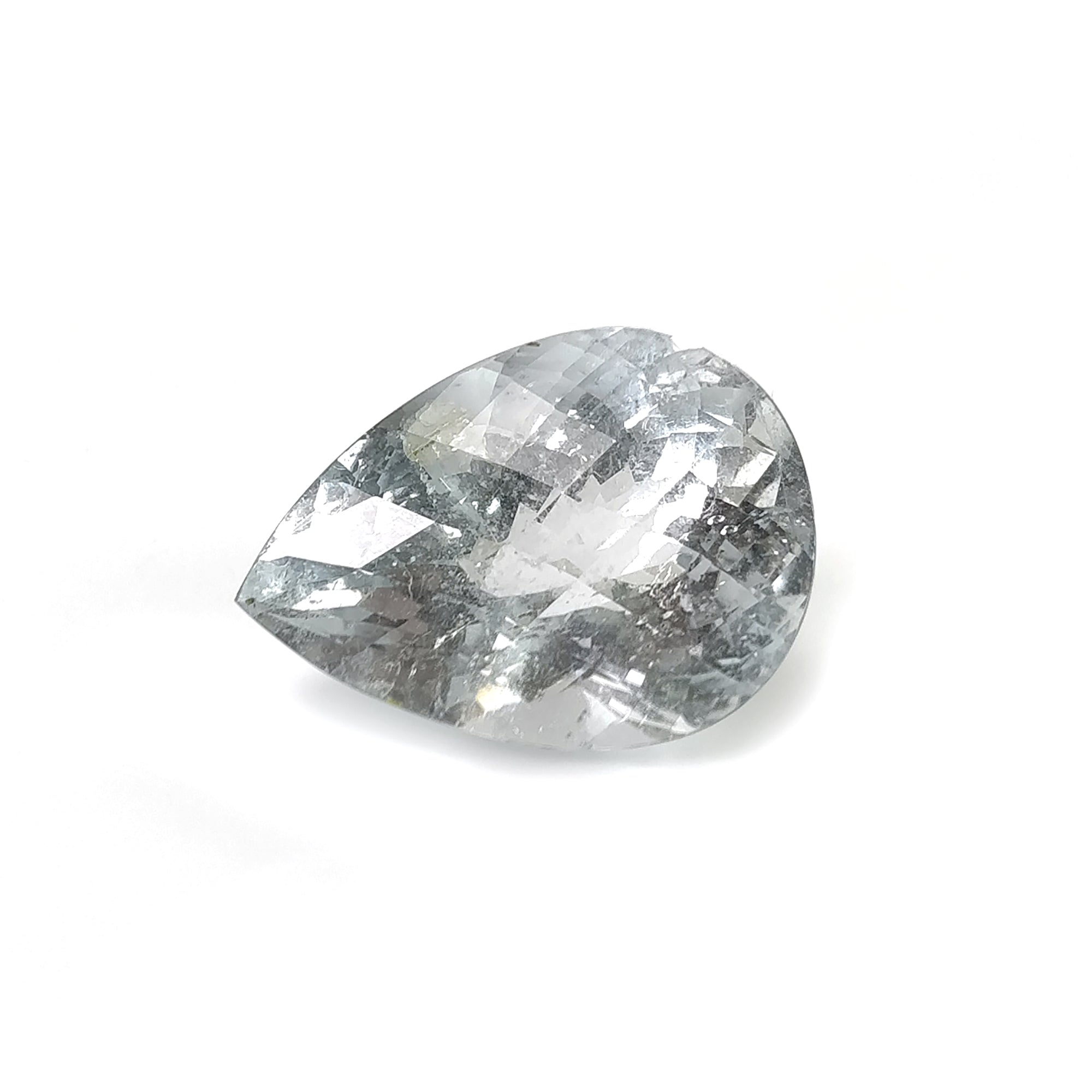 Natural Untreated Blue Aquamarine Gemstone - 64.65cts Pear Shape Checker Cut (31.5×23mm) | Unheated Aquamarine for Jewelry Making, Engagement Rings & Collector's Pieces