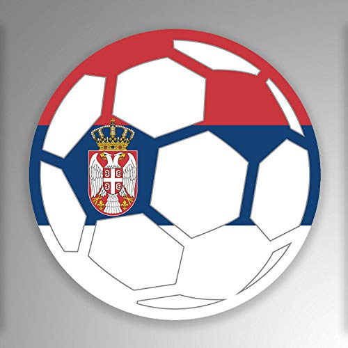 Serbia Soccer Ball Flag Vinyl Decal Sticker - Waterproof Car Bumper Sticker 5 Inch - Perfect for Car Windows, Laptops & Soccer Fan Gifts