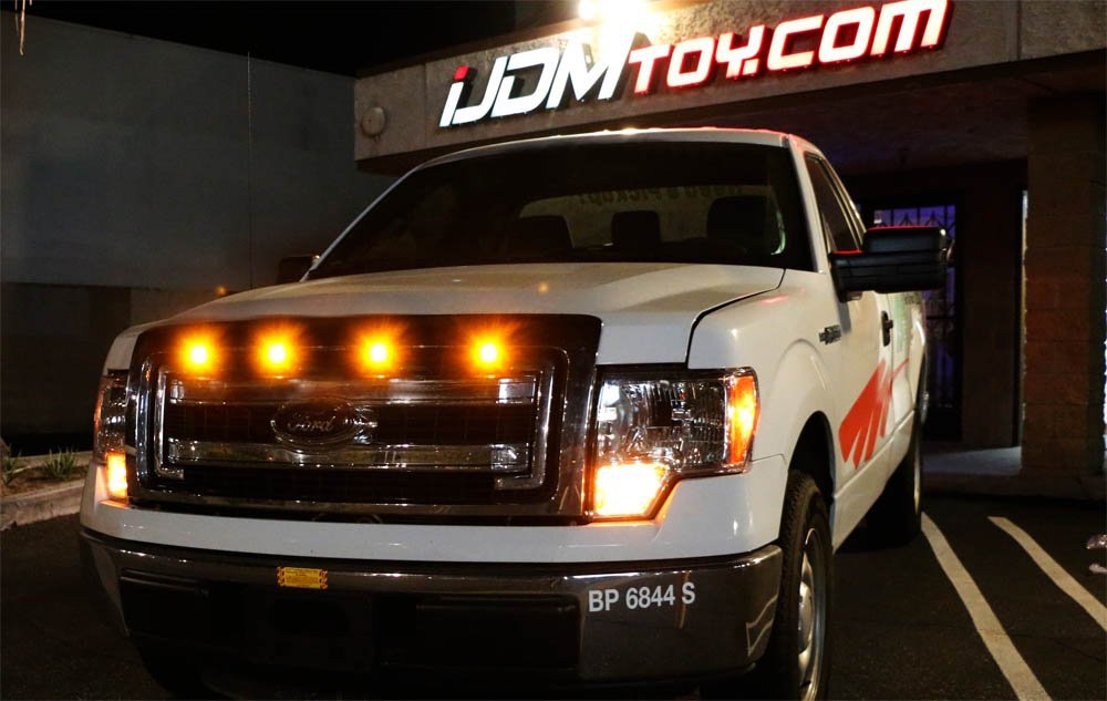 4-Piece Ford SVT Raptor Style LED Amber Grille Light Kit - Universal Fit for Trucks & SUVs - Off-Road, Night Driving & Custom Styling Upgrade