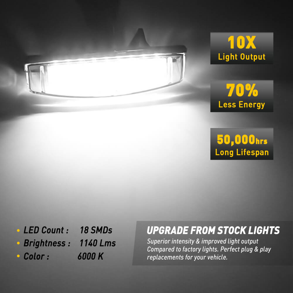 Bright Xenon White LED License Plate Light Assembly for Toyota & Lexus - Durable Replacement Tag Lights for Night Driving & Enhanced Vehicle Appearance