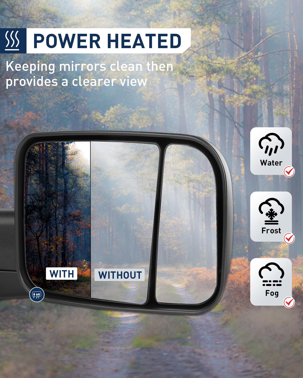 ECCPP Power Heated Towing Mirrors for Dodge Ram 1500/2500/3500 (2002-2009) - Black Side Mirrors with Adjustable Control | Perfect for Towing, Off-Roading & Truck Upgrades