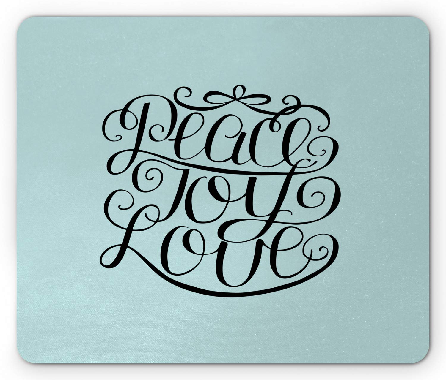 Ambesonne Joy Mouse Pad - Hand Lettering Pattern with Peace, Joy & Love Words - Non-Slip Rubber Mousepad (Standard Size, Turquoise/Black) for Office, Gaming & Home Computer Use