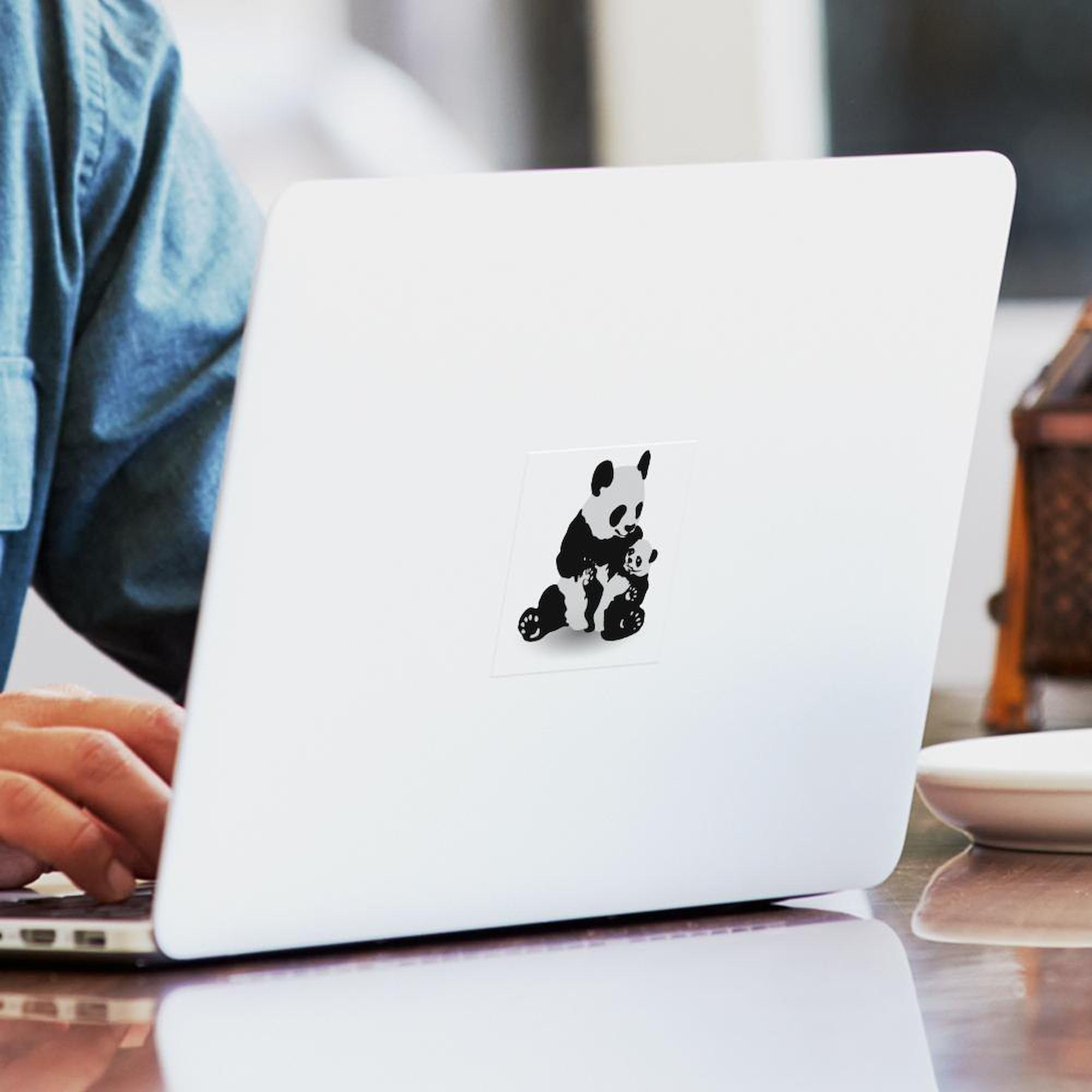 Panda & Baby Panda Car Sticker - Cute Square Bumper Decal for Cars, Laptops & Water Bottles | Durable Vinyl Sticker for Animal Lovers & Nature Enthusiasts