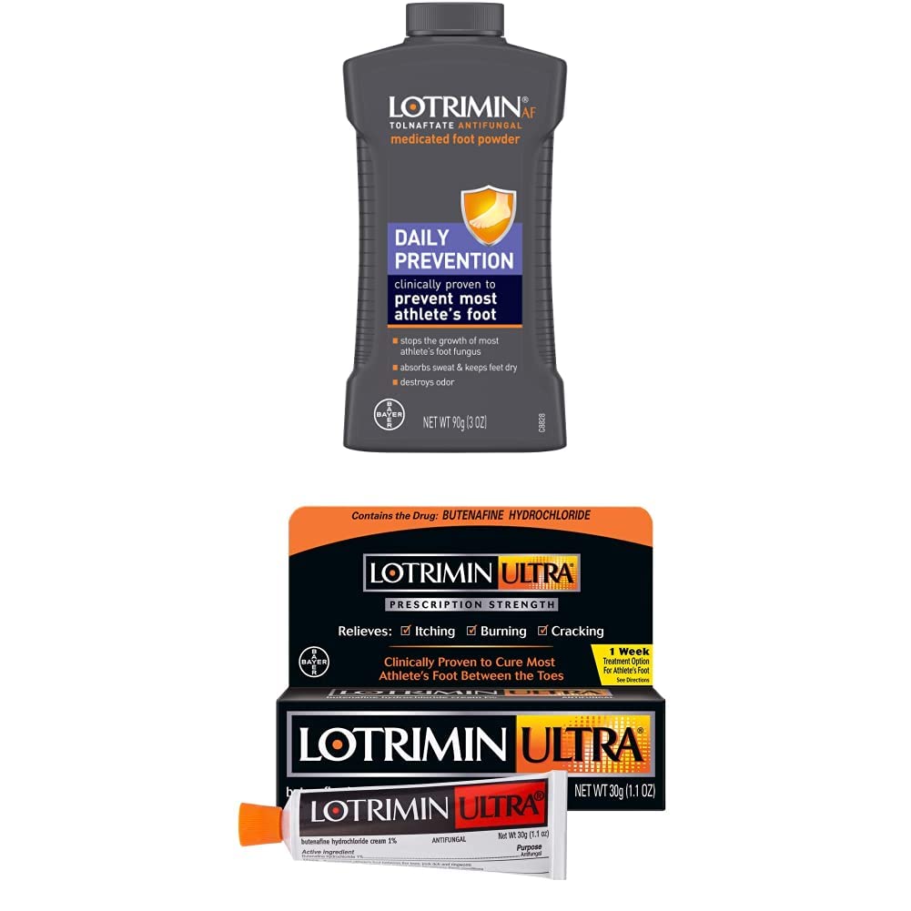 Lotrimin Athlete's Foot Prevention Powder 3oz & Antifungal Cream 1.1oz - Daily Treatment for Athlete's Foot, Jock Itch Relief - Ideal for Gym, Sports & Active Lifestyles