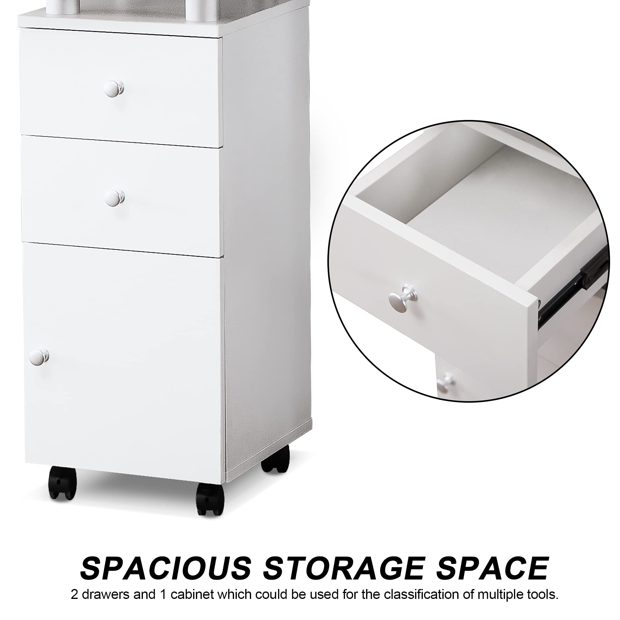 Professional BarberPub Manicure Nail Table - White Salon Station for Spa & Beauty Services - Durable Nail Tech Desk with Storage (Model 0422) - Perfect for Nail Salons, Barber Shops & Home Beauty Stations