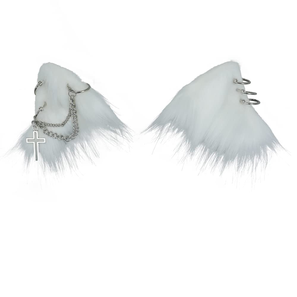 Punk Gothic Cat Ears Headband - VIGVAN Cross Cat Cosplay Ears Accessories for Halloween, Anime Conventions & Gothic Fashion
