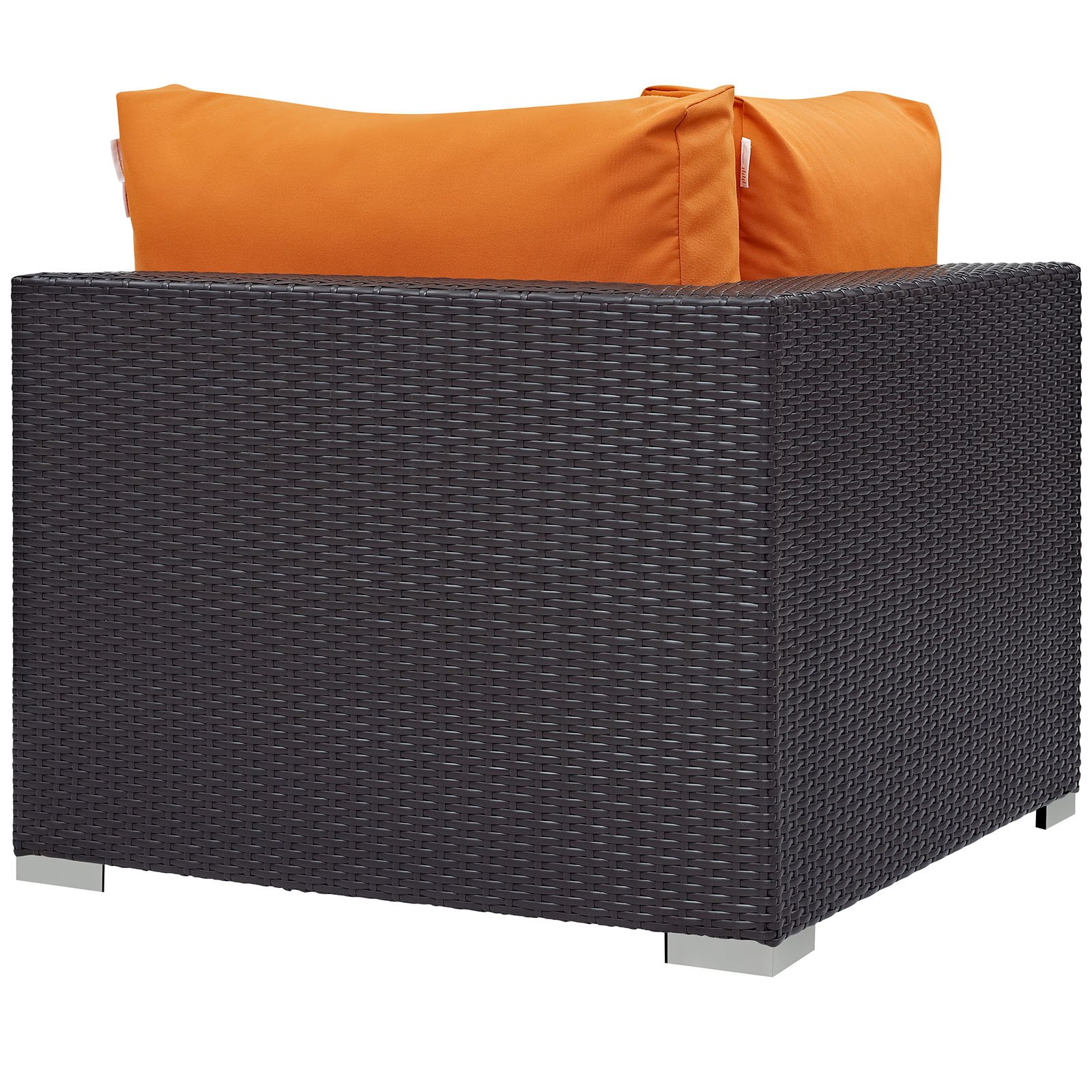 Modway Convene Wicker Rattan Outdoor Patio Sectional Sofa Corner Seat in Espresso Orange - Weather-Resistant Lounge Set for Garden, Poolside & Backyard Relaxation