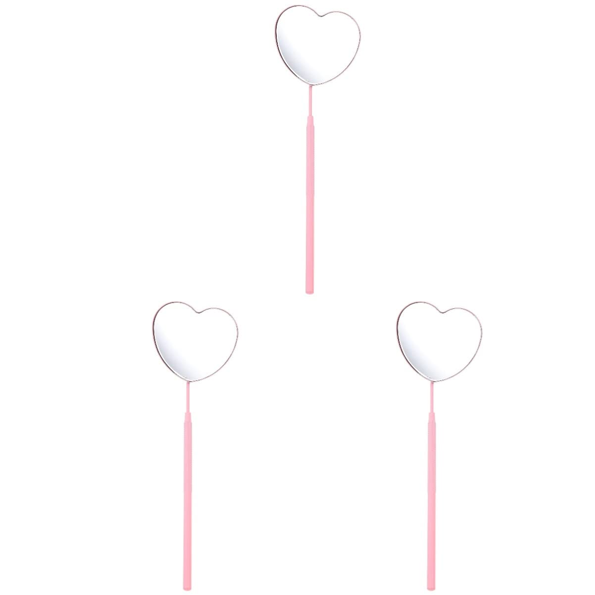 FRCOLOR 3-Piece Heart-Shaped Lash Extension Mirror Set - Portable Handheld Eyelash Mirror for Professional & DIY Lash Artists - Perfect for Salon, Home Use & Travel Makeup Application