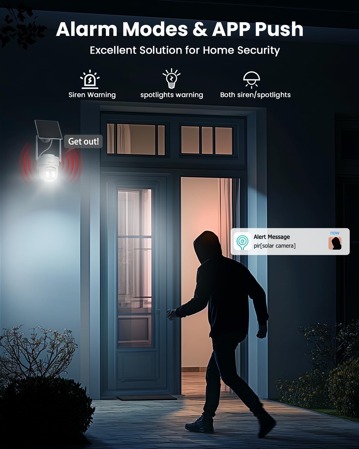 Wireless Solar Security Camera Outdoor - 3MP 360° Pan Tilt WiFi Camera with Color Night Vision, PIR Motion Sensor, 2-Way Audio, Alexa & Google Assistant Compatible - Ideal for Home, Garage, and Backyard Surveillance