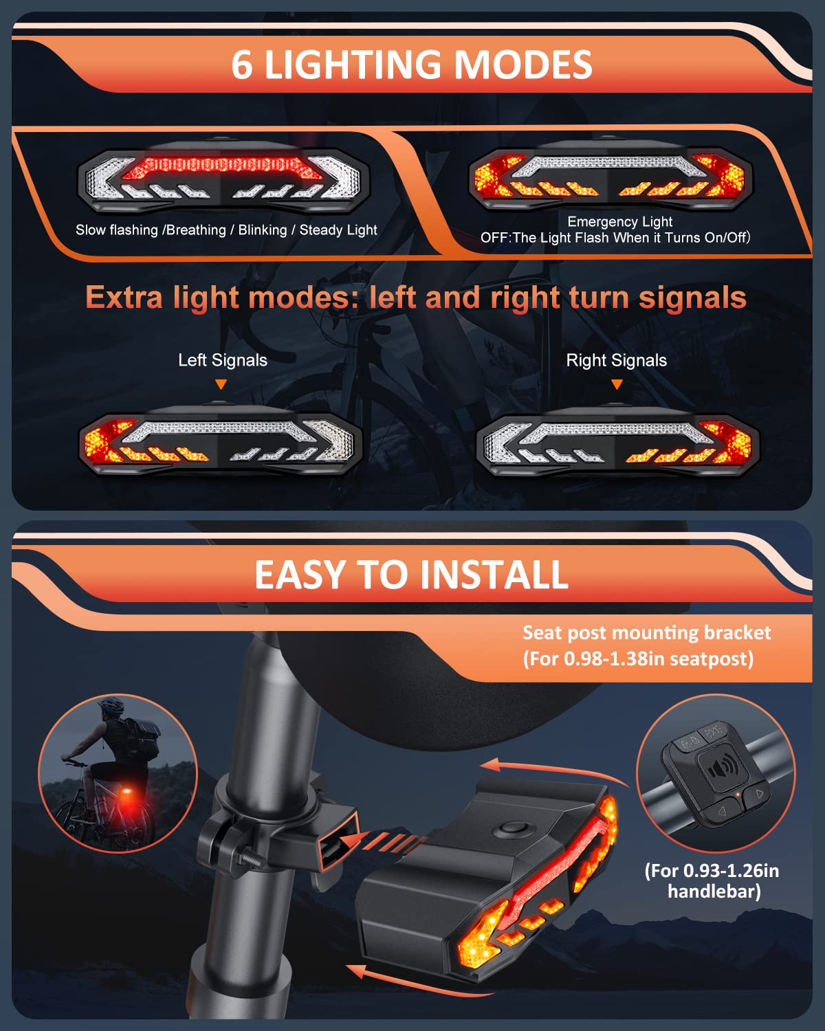 ONVIAN 2000 Lumen Rechargeable Bike Light Set - Waterproof Bicycle Headlight with Turn Signals & Alarm for Night Riding | Mountain, Road & Dirt Cycling for Adults & Kids | Perfect for Commuting, Trail Adventures & Urban Safety