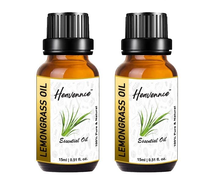 Heavennce Lemongrass Essential Oil for Healthy Hair & Skin - 100% Pure Aromatherapy Oil for Diffusers, Massage & Steam Therapy - 2 Pack (30ml Each) - Perfect for Relaxation, Stress Relief & Home Spa