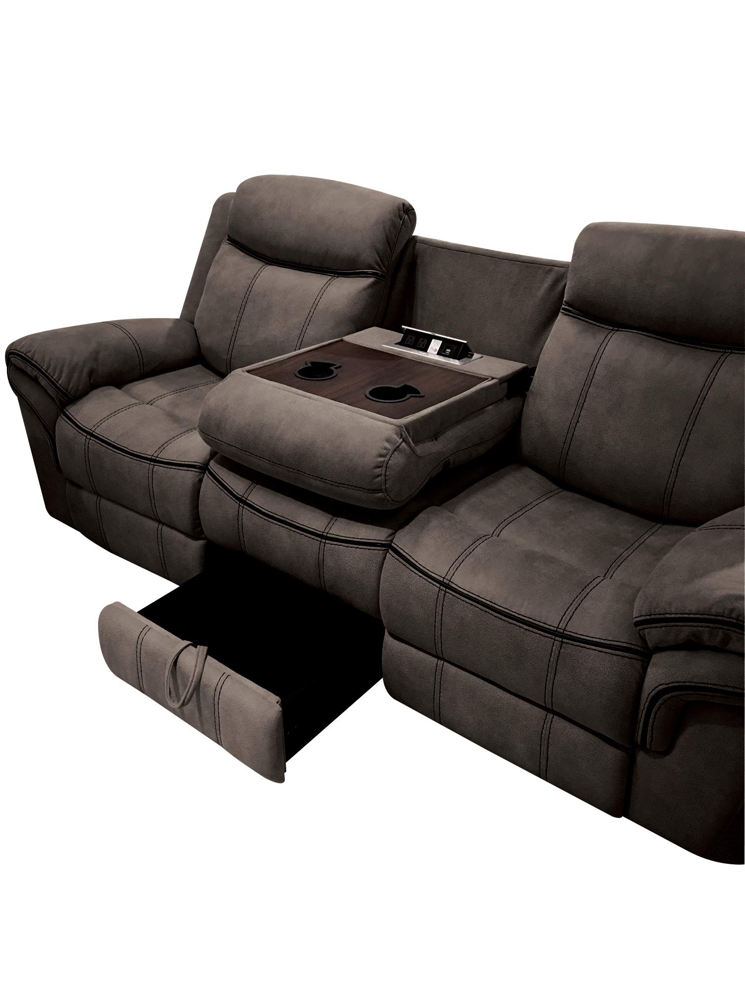 Benjara Brown Velvet Upholstered Glider Recliner Sofa - Luxurious Nursery Glider & Comfortable Living Room Reclining Chair for Nursing Mothers and Relaxation