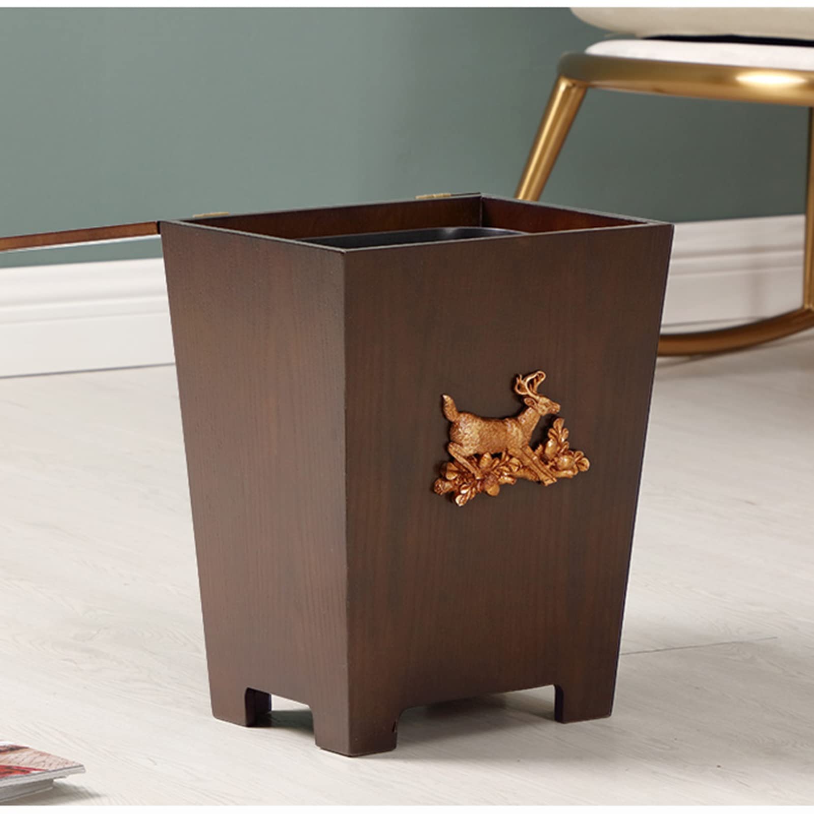 Wooden Trash Can with Lid - Cube Shaped Waste Bin, Creative Retro Style Paper Bins for Bedroom & Living Room | Eco-Friendly Wastebasket for Home Office Decor
