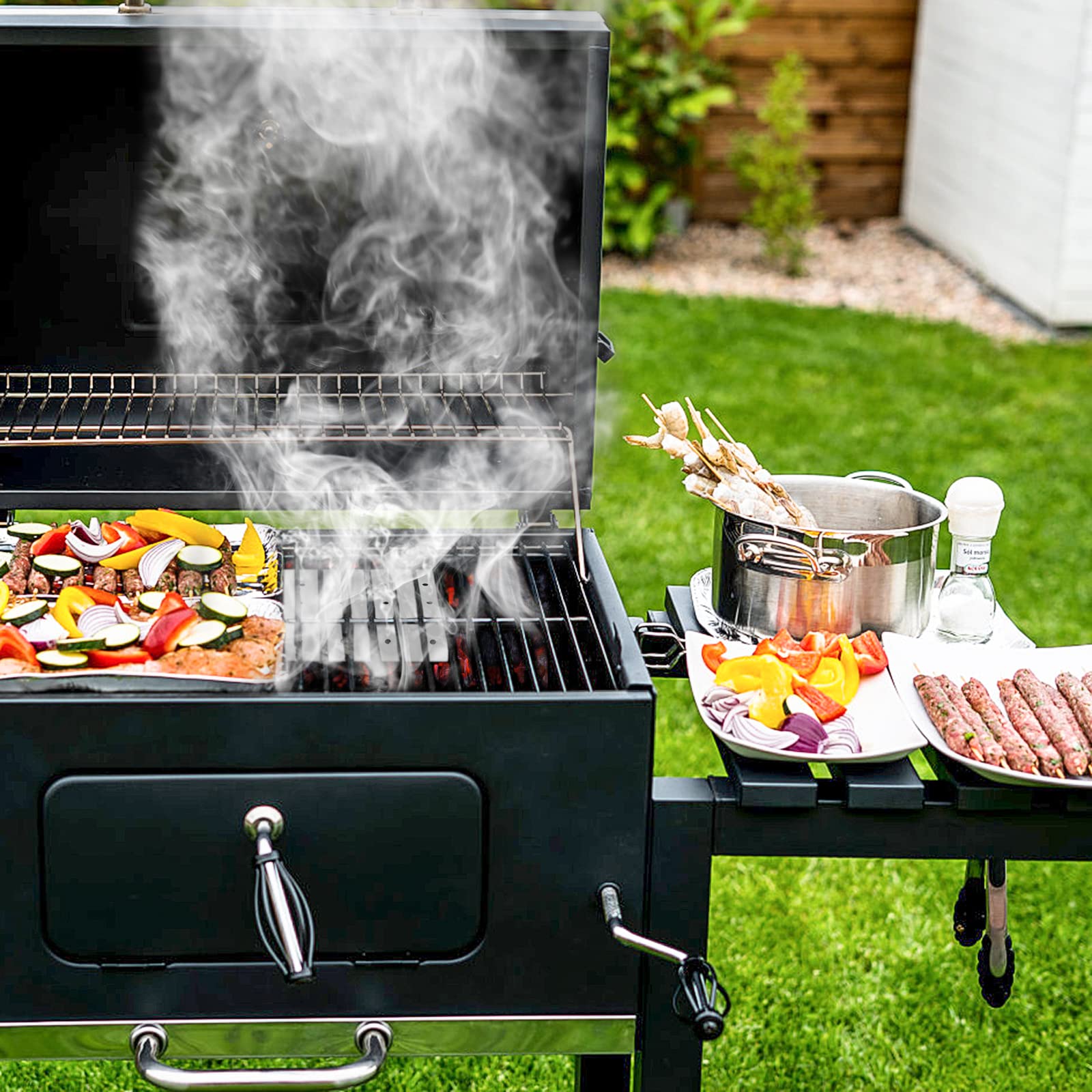 Stainless Steel BBQ Smoker Box - Portable Wood Chip Smoking Box for Outdoor Gas & Charcoal Grills - Perfect for Smoking Meat, Fish & Vegetables at Home or Camping
