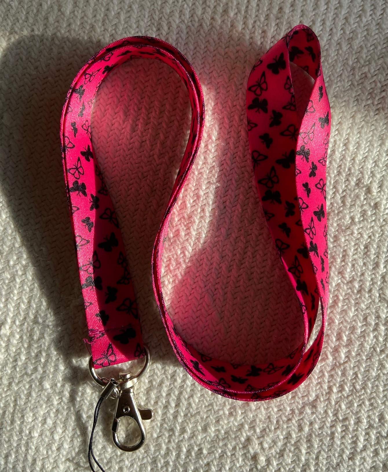 Pink Butterfly Lanyard Keychain Holder - Stylish ID Badge Holder for Work, School & Events - Perfect for Teachers, Nurses, and Office Professionals