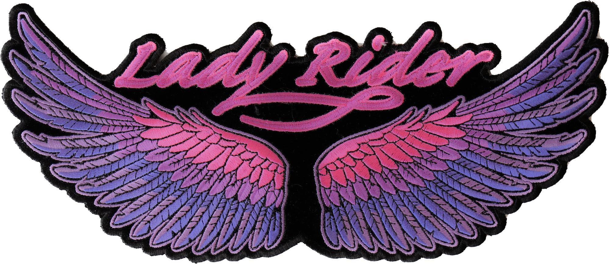 Lady Rider Wings Patch - Large Embroidered Back Patches for Women's Jackets, Perfect for Biker Gear, Denim Vests, and Motorcycle Accessories