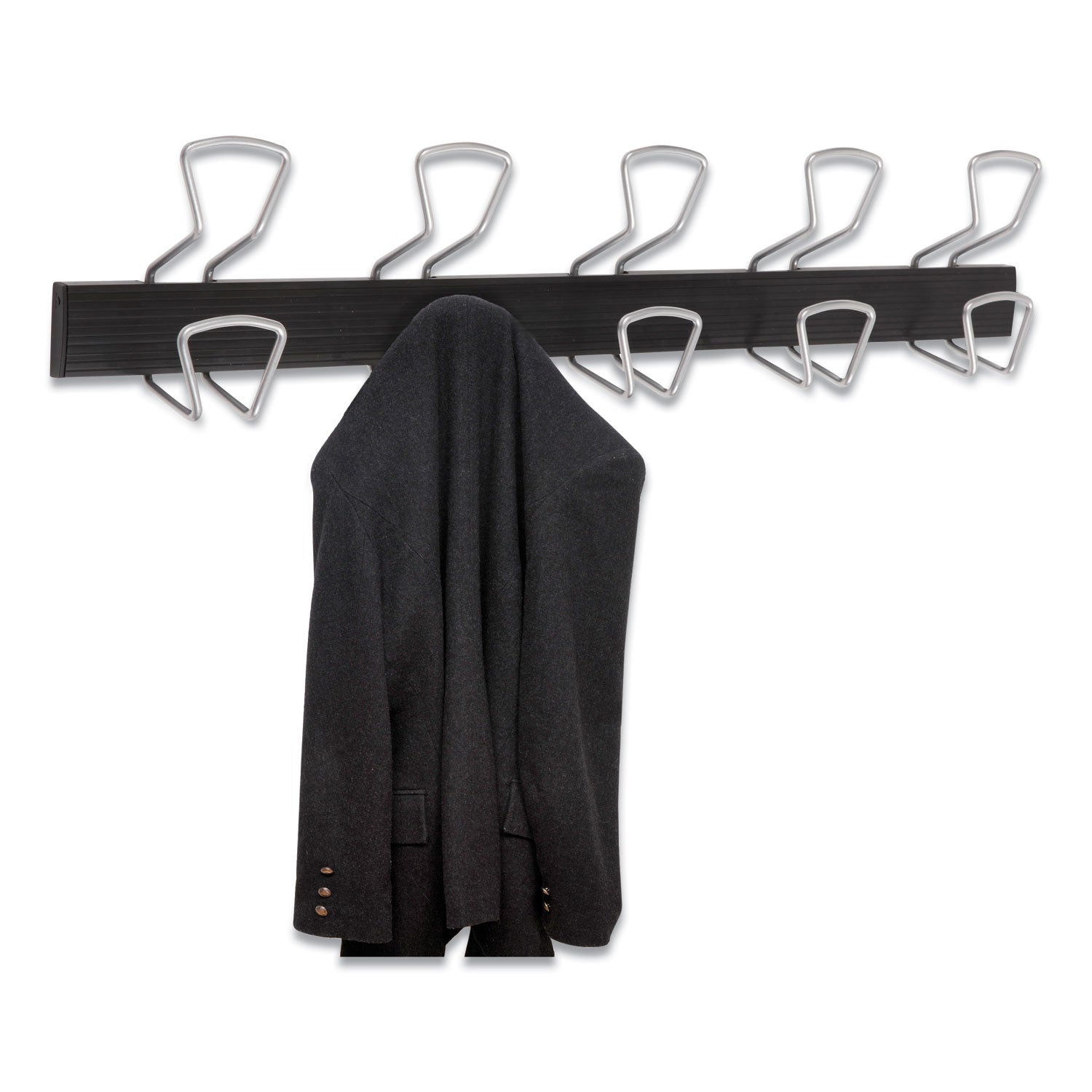Alba™ Heavy Duty Wall Mounted Coat Hooks - 22 lb Capacity Metal Hooks for Jackets, Hats & Bags - Silver Finish (29.92 x 2.95 x 6.45 inches) - Perfect for Entryway, Mudroom, Closet & Bathroom Organization