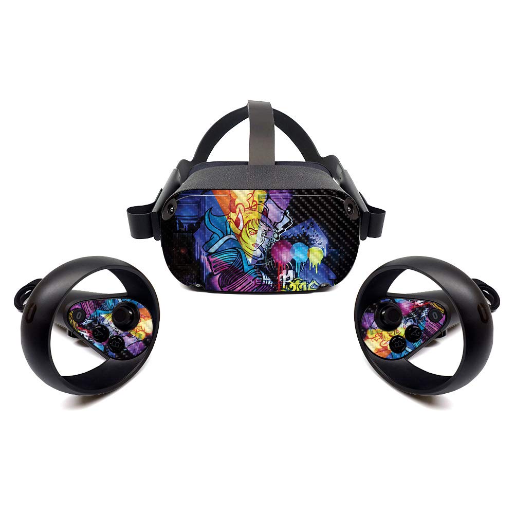 Premium Carbon Fiber Skin for Oculus Quest 2 - Midnight Black Protective Cover | Durable Textured Finish | Easy to Apply & Remove | Made in USA | Perfect for Gaming, VR Protection & Style Customization