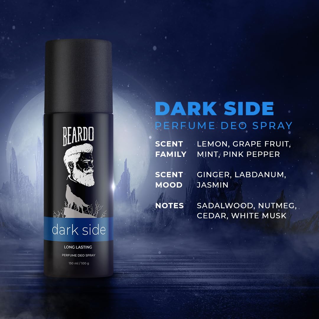 Beardo Darkside 150ml & Whisky Smoke 40ml Men's Perfume Deodorant Spray Set - Spicy Woody Oudh Scent, Long Lasting Fragrance for Men | Perfect for Date Night, Office, Gym & Special Occasions | Great Gift for Brother, Friends & Husband