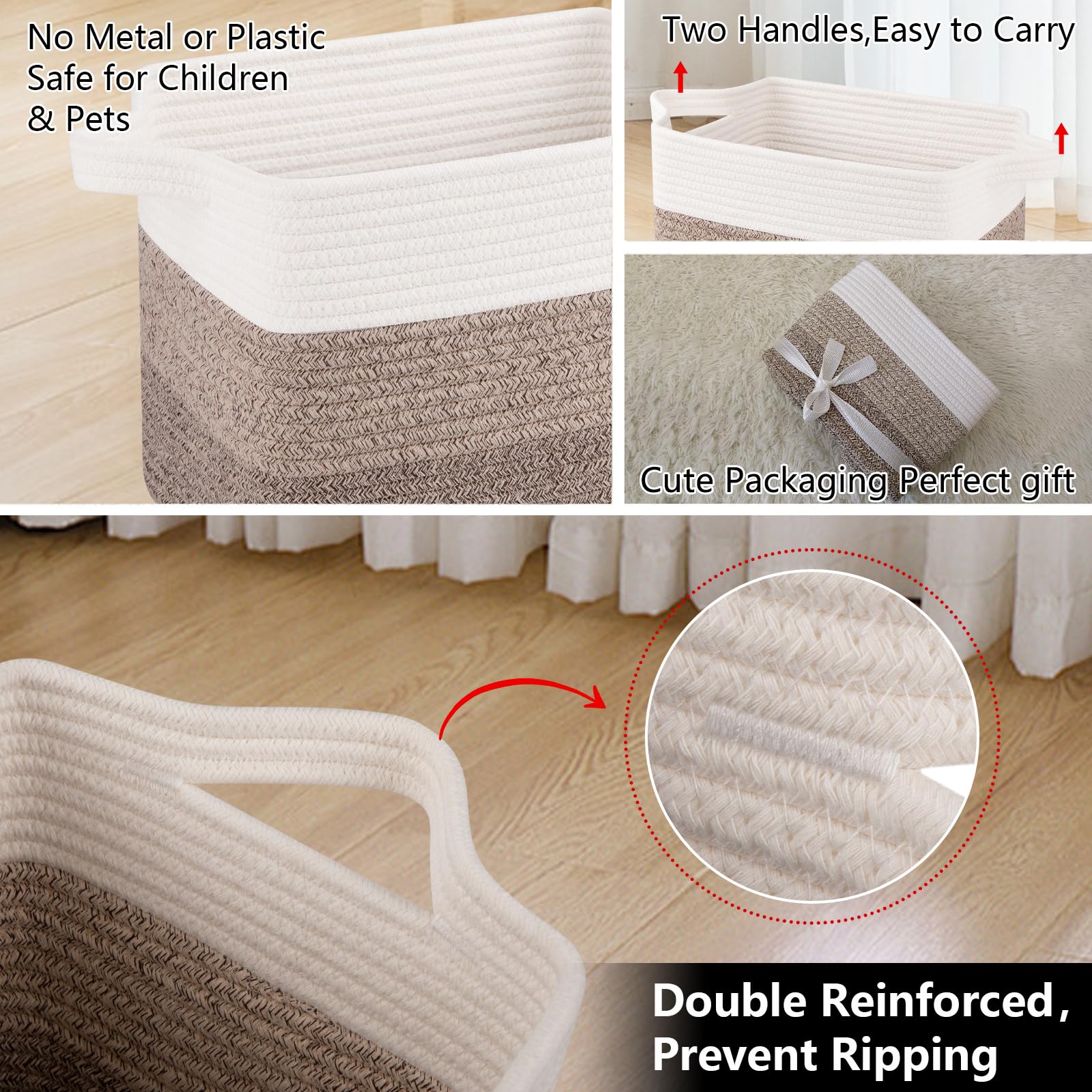 OIAHOMY 3-Pack Woven Cotton Rope Storage Baskets - Gradient Yellow, Multi-Purpose Organizer for Toys, Towels, Bathroom & Home Decor | Perfect for Nursery, Laundry Room & Closet Organization