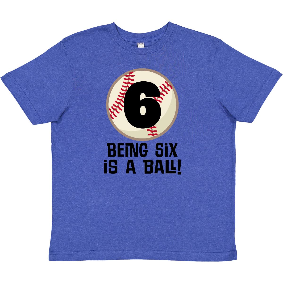 Inktastic 6th Birthday Baseball T-Shirt for 6 Year Old Boys & Girls - Perfect for Birthday Parties, Sports Events & Casual Wear