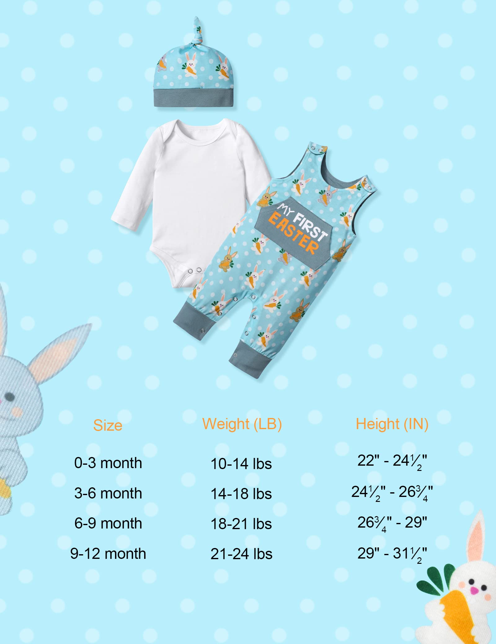Adorable Easter Outfit for Baby Boys & Girls - My First Easter 3-Piece Romper Set with Long Sleeves | Perfect for Easter Photos, Church Celebrations & Spring Family Gatherings