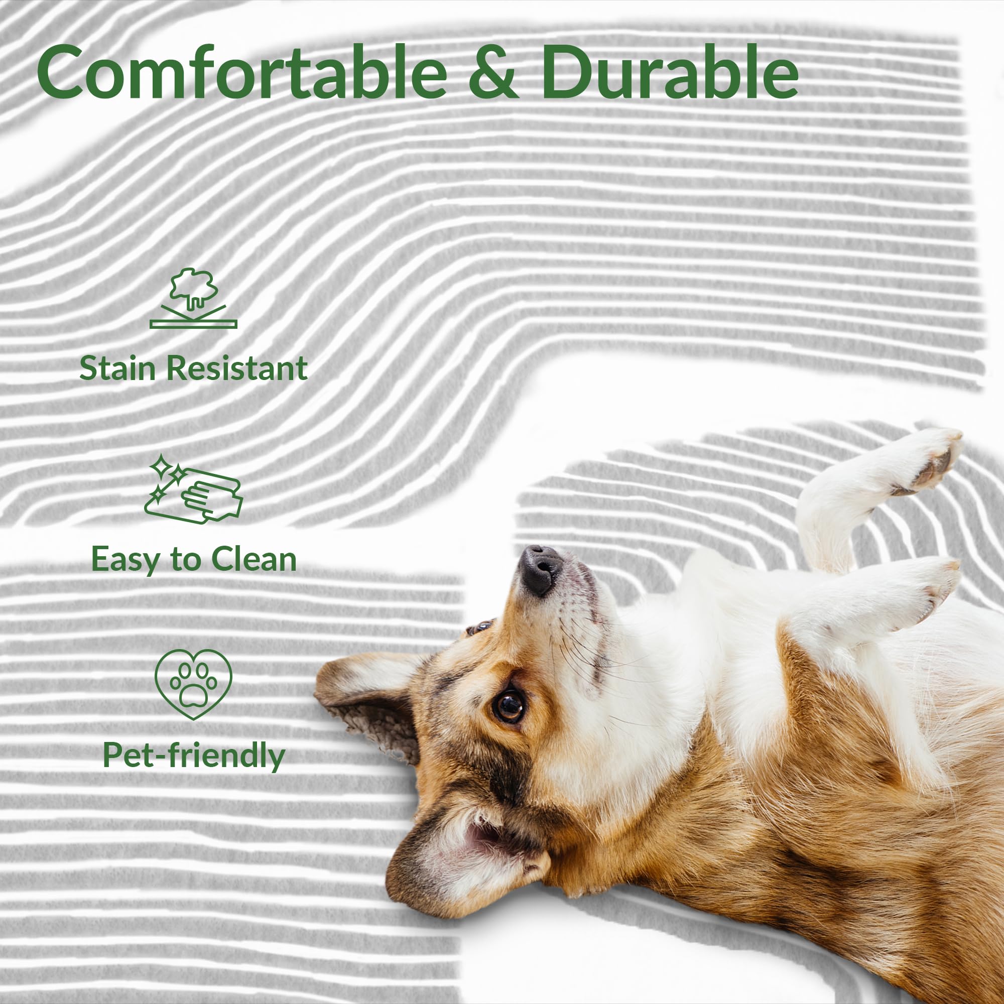 Zen Garden Ultra Soft 5x7 Area Rug - Non-Slip, Stain Resistant, Washable Living Room & Bedroom Rug (Gray) - Perfect for Meditation Spaces, Cozy Home Decor & High Traffic Areas