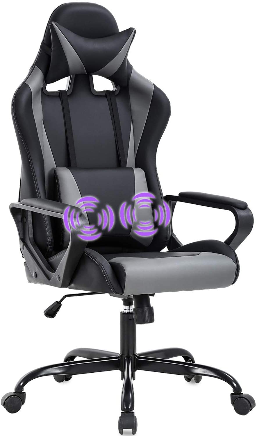 Ergonomic Gaming Chair for Adults - High Back Racing Style Computer Desk Chair with Lumbar Support & Adjustable Arms - Office, Home & Esports Gaming Use - Swivel Task Chair in Grey