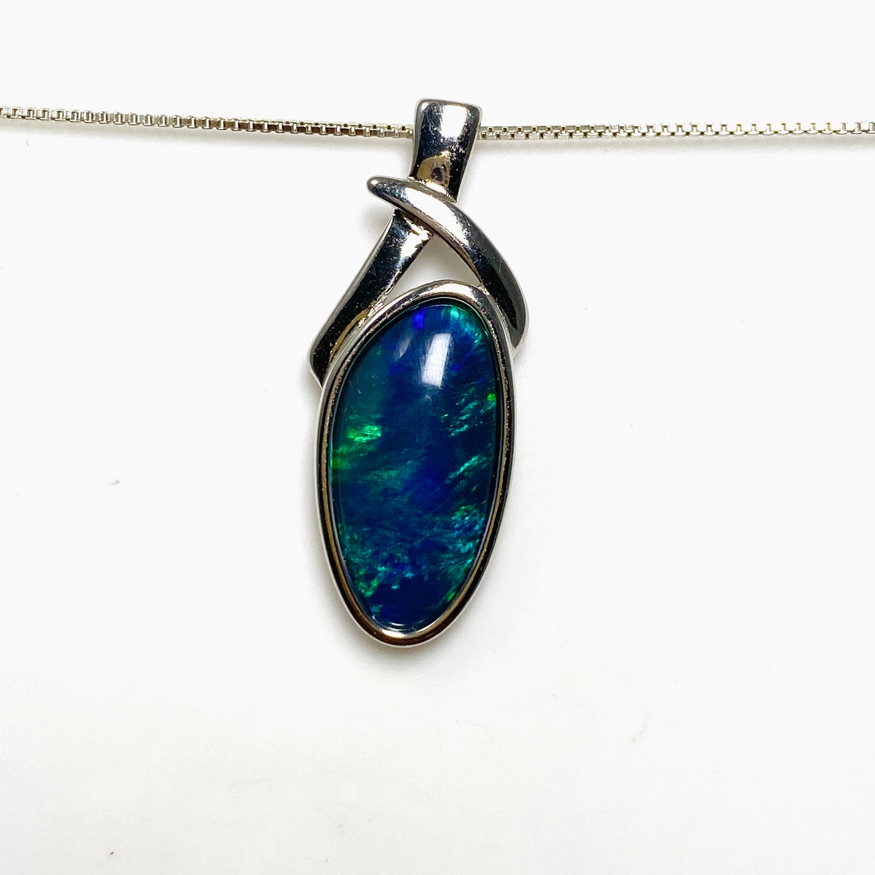 Australian Opal Triplet Freeform Cabochon Pendant in Decorative Sterling Silver Setting - GPJ17 | Elegant Jewelry for Women, Gift for Her, Birthday & Anniversary Present