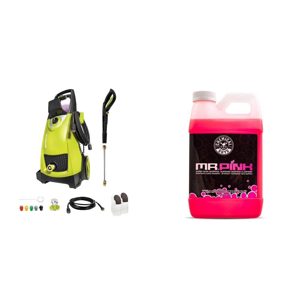 Sun Joe SPX3000 2030 Max PSI 1.76 GPM 14.5-Amp Electric Pressure Washer & Chemical Guys CWS_402 Mr. Pink Foaming Car Wash Soap (1 Gallon, Candy Scent) - Perfect for Cleaning Cars, Fences, Patios, Driveways & Outdoor Surfaces