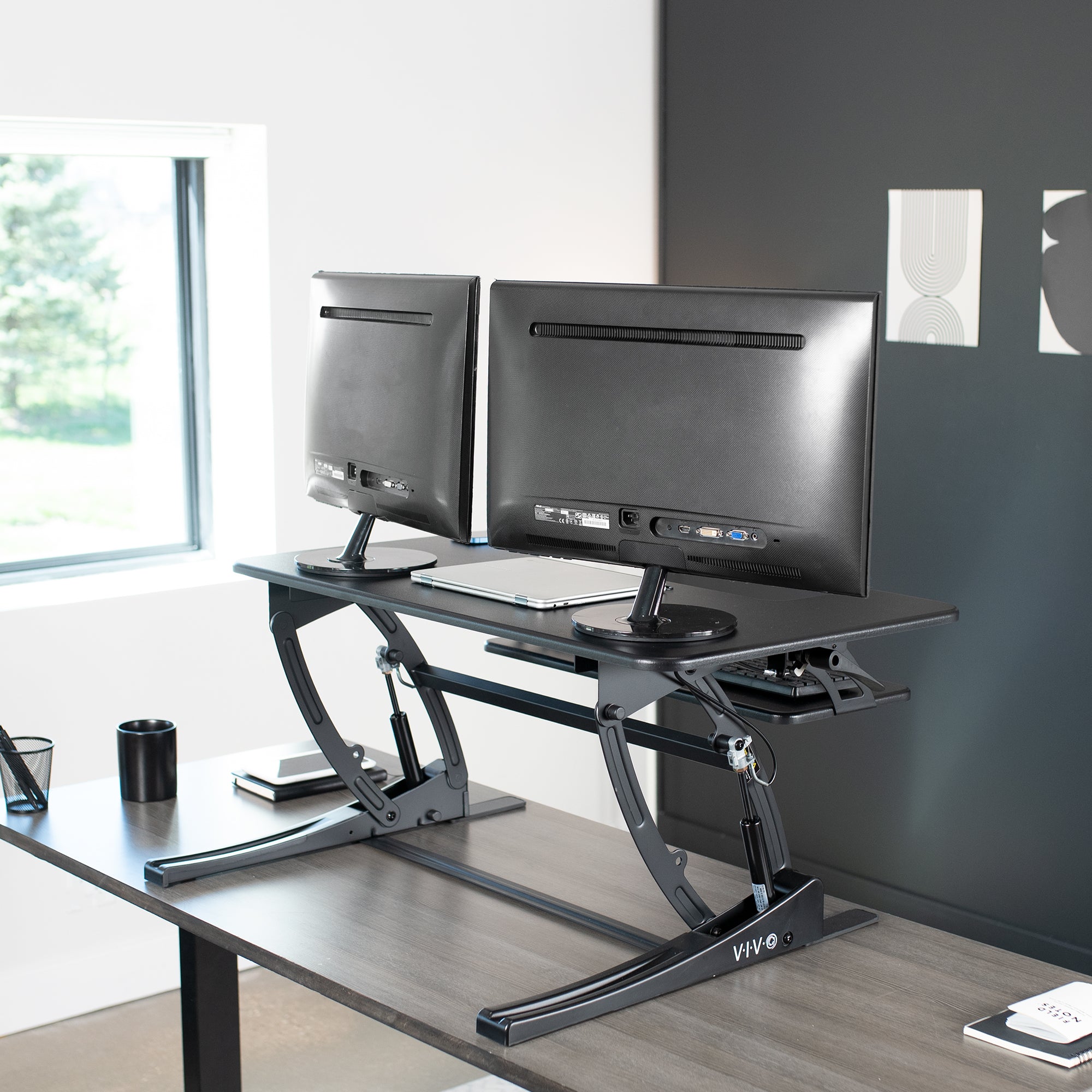 V Series Standing Desk Converter - Adjustable Height Riser for Home & Office - Perfect for Ergonomic Workstations, Laptop & Monitor Setup