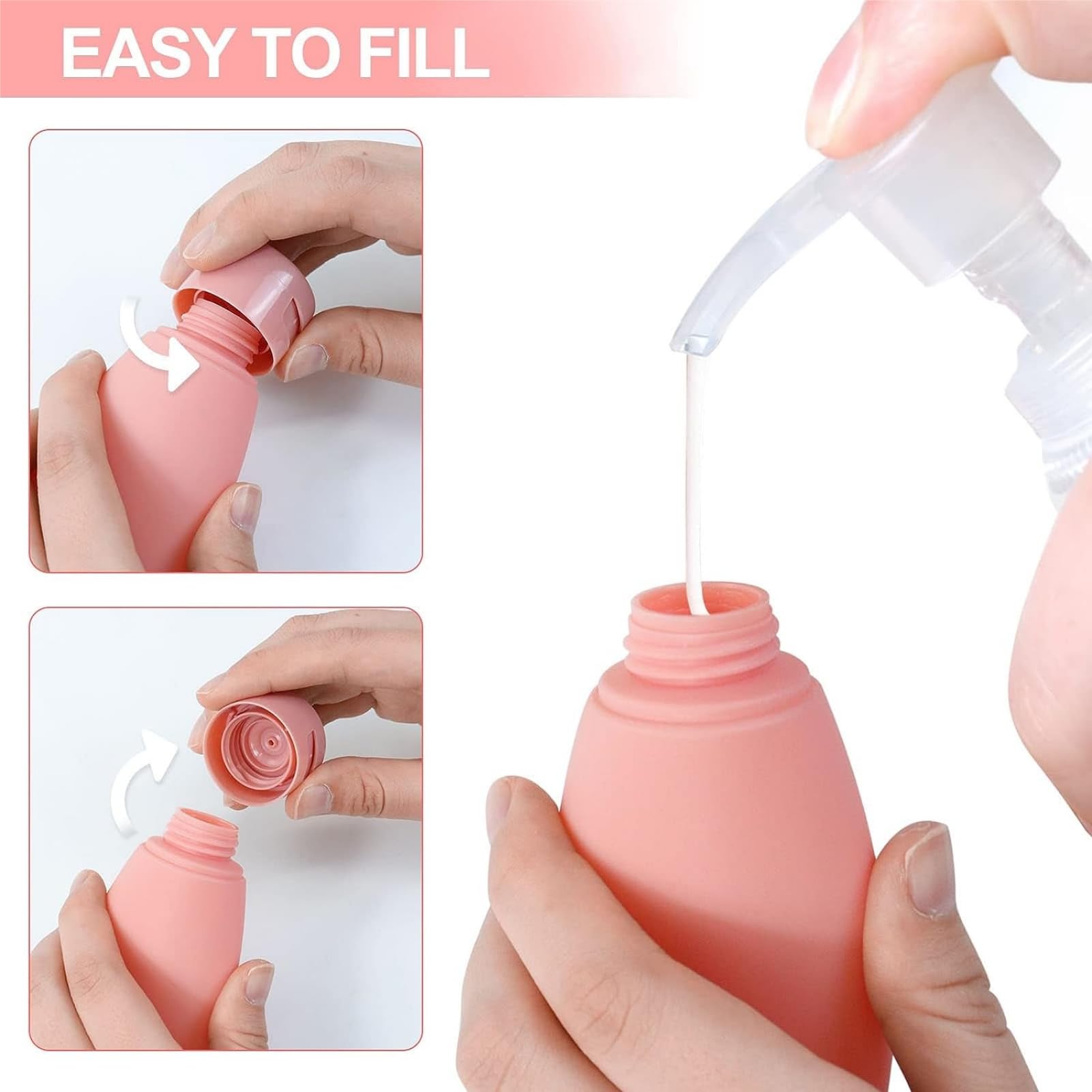 NEOUTH 3-Piece 60ml Plastic Travel Bottles Set - Leak-Proof Portable Containers for Shampoo, Lotion, Soap & Toiletries | Perfect for Air Travel, Gym, Camping & Vacation Essentials
