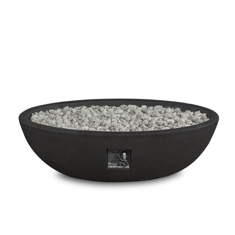 BOWERY HILL Modern Oval Propane Fire Pit Bowl for Outdoor Patio - Shale Gray Finish, Perfect for Backyard Gatherings, Camping & Garden Decor