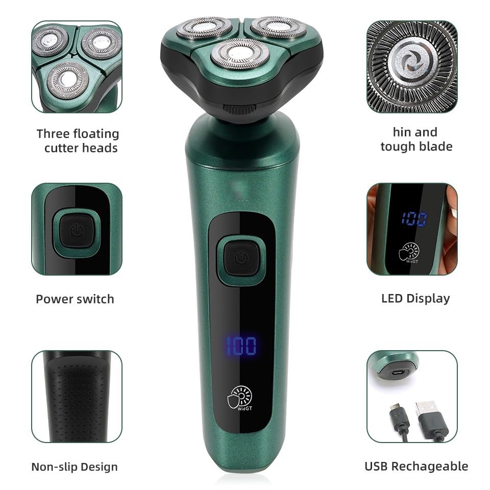 4-in-1 Electric Head Shaver for Men - Rechargeable Waterproof Beard Trimmer & Body Groomer with Fast Charging | Perfect for Travel, Home Use & Gifts for Dad (Includes Storage Box)