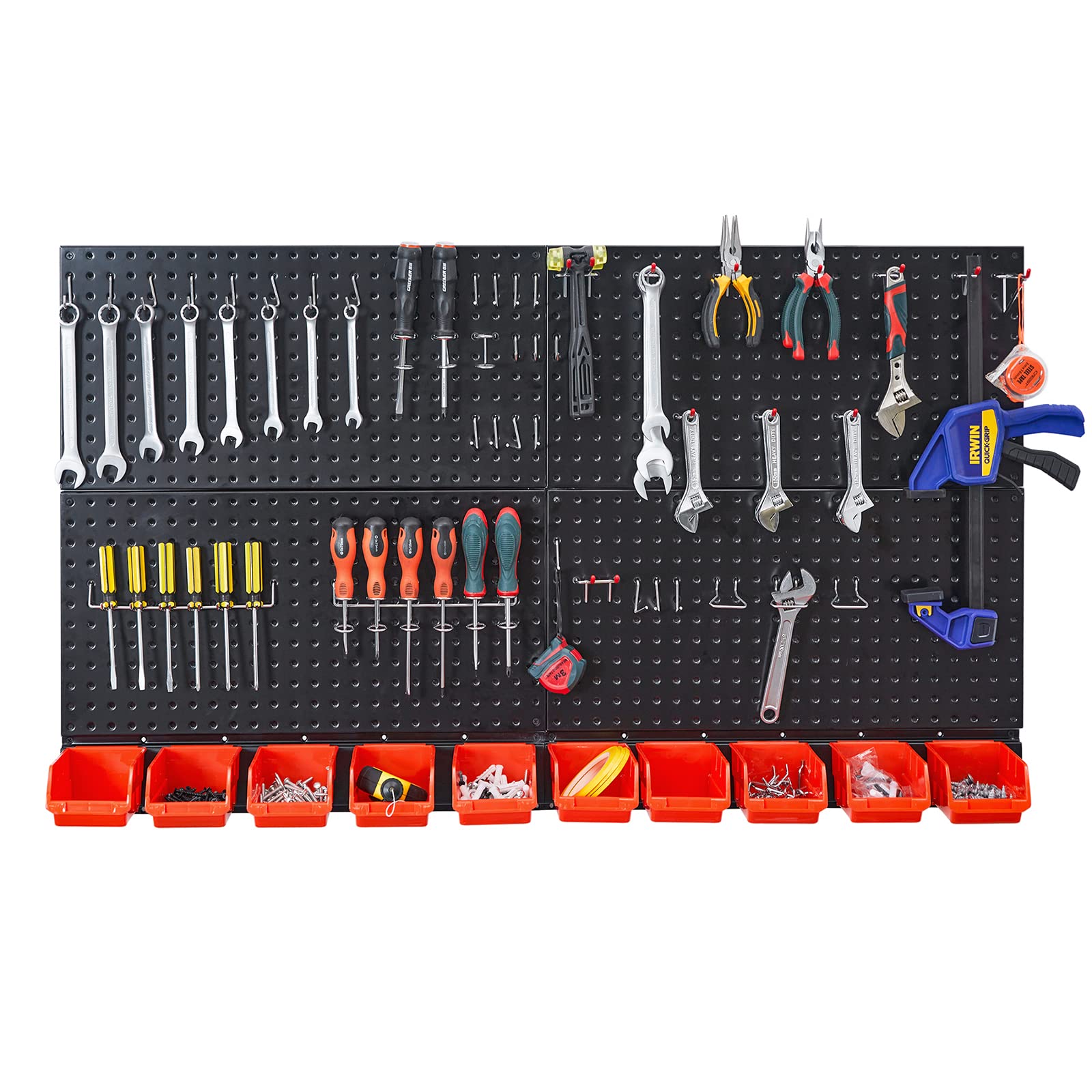 Ultrawall Black Metal Pegboard Wall Organizer - 59pc Garage Storage System with Hooks & Bins | Perfect for Workshop, Garage & Home Organization