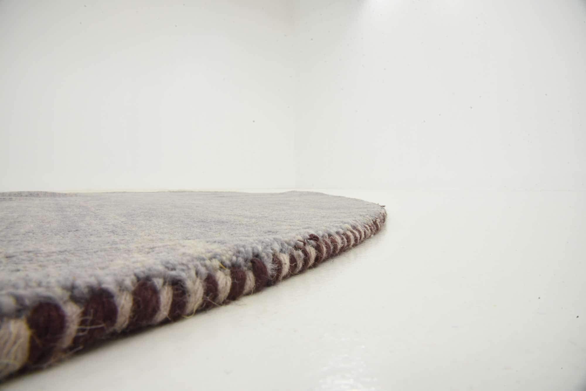 Unique Loom Solid Gava Collection 100% Natural Twisted Wool Modern Gray Round Area Rug (6' x 6') - Perfect for Living Room, Bedroom or Office Decor