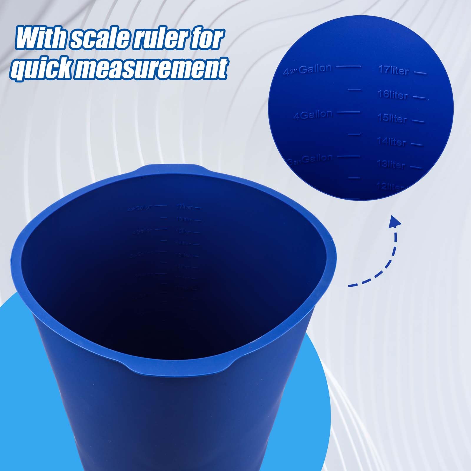 5 Gallon Reusable Silicone Bucket Liner with Inner Wall Measuring Scale - Durable Rubber Liner for Thin Mortar, Concrete Mixtures & DIY Projects - Perfect for Construction, Home Improvement and Crafting