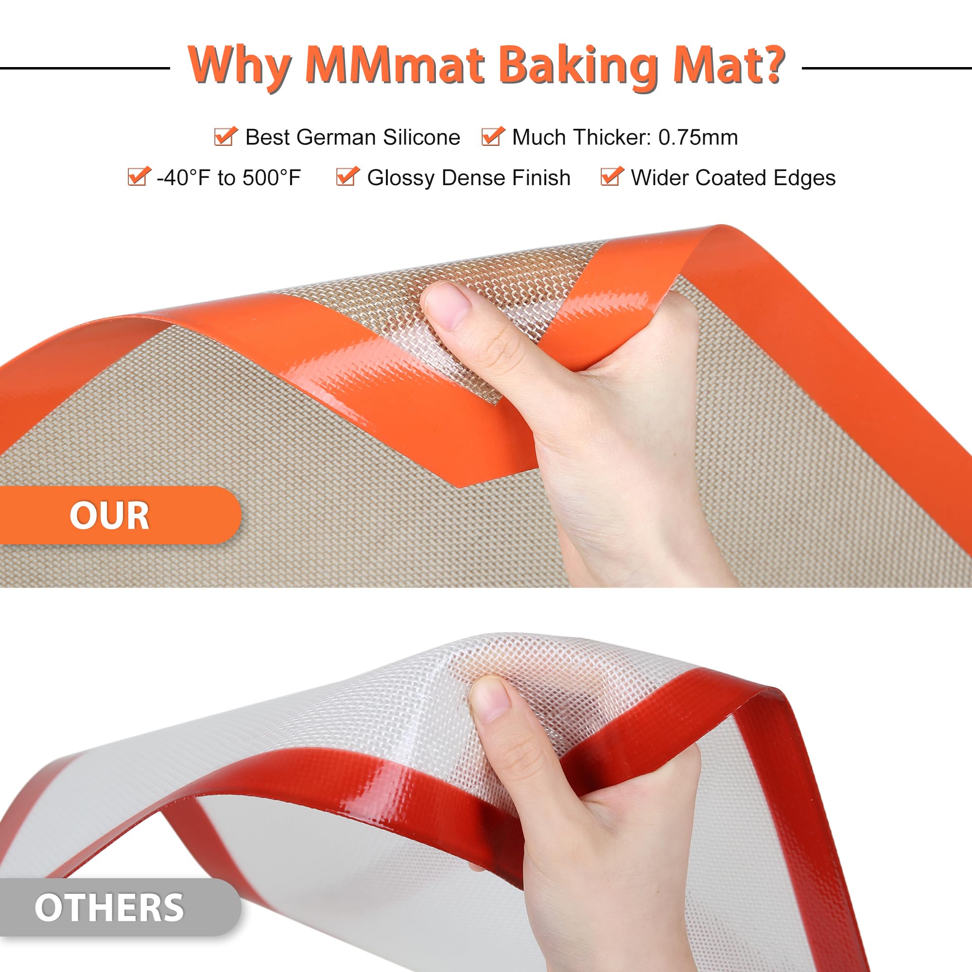 Premium Non-Stick Silicone Baking Mats Set of 6 - Food Grade, Heat Resistant, Reusable & Non-Slip for Cookies, Pastries, Bread - Perfect for Oven, Countertop & Kitchen Use